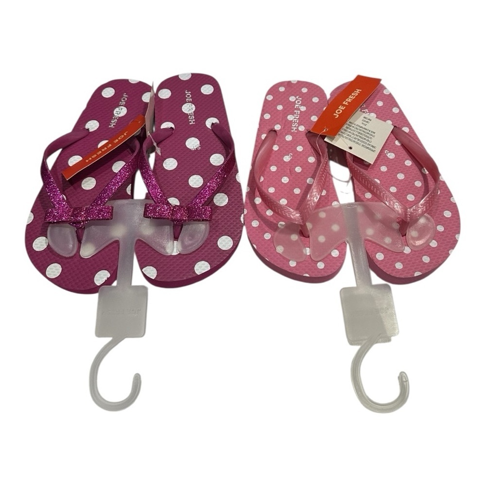Joe Fresh Flip Flops Set Of 2 Pink With Polka Dots Size 12